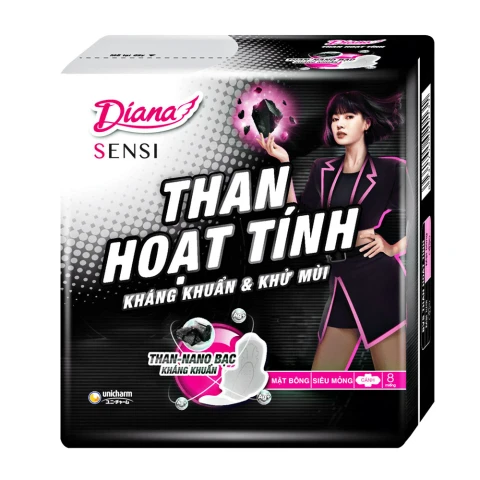 Băng vệ sinh Diana  Sensi  than hoạt tính  siêu mỏng cánh 8 miếng 