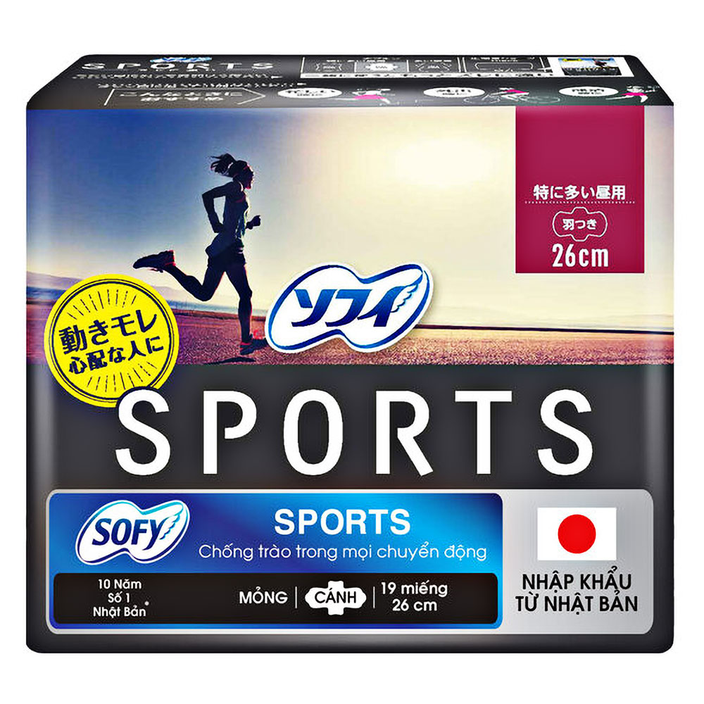 Băng vệ sinh Sofy Sports mỏng cánh 26cm  19 miếng 
