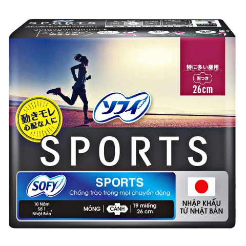Băng vệ sinh Sofy Sports mỏng cánh 26cm  19 miếng 
