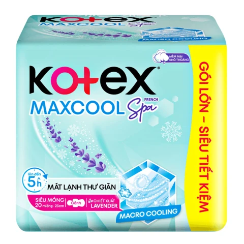 Băng vệ sinh Kotex  Max Cool French Spa siêu mỏng cánh  23cm  20 miếng 