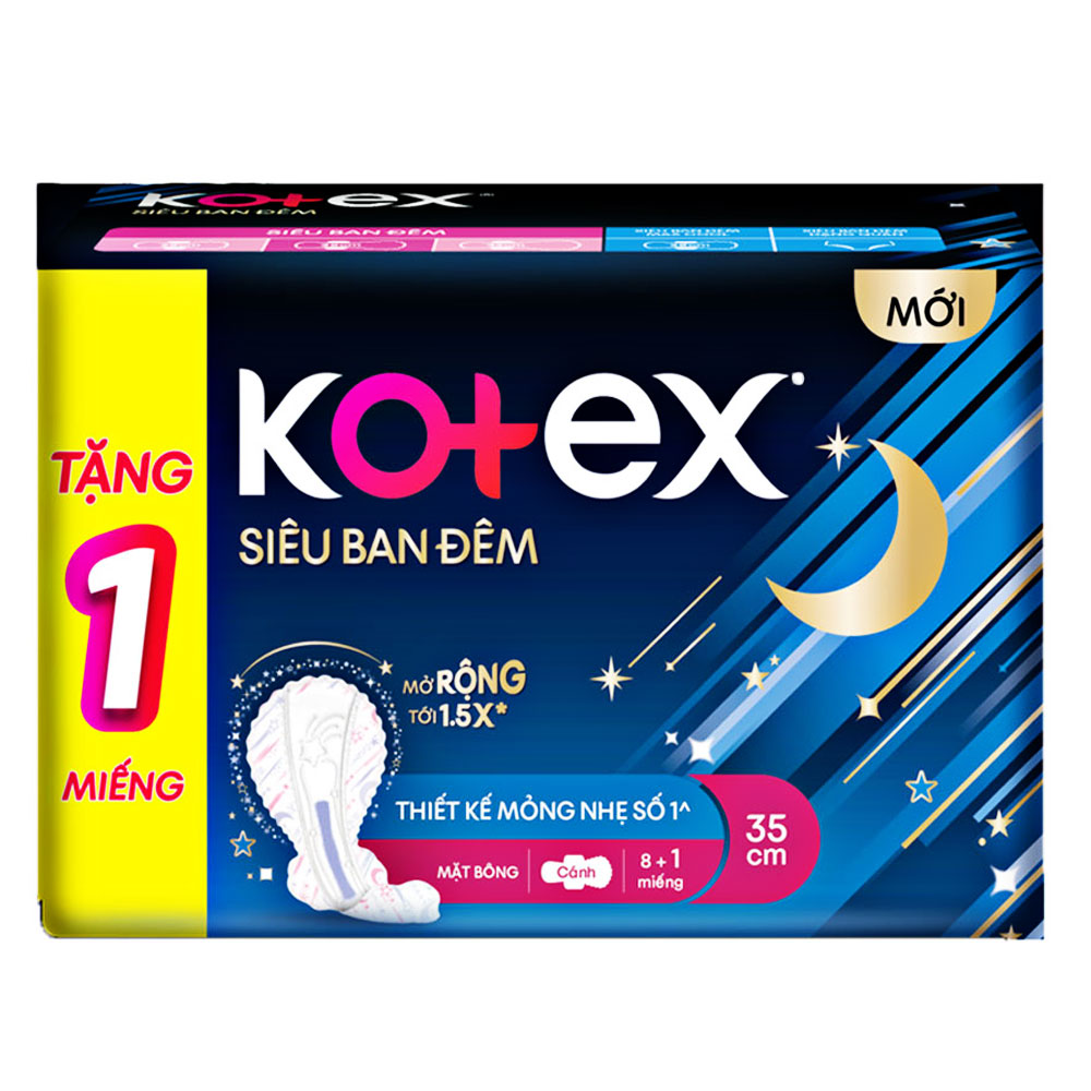Băng vệ sinh Kotex siêu ban đêm 35cm  8 miếng 
