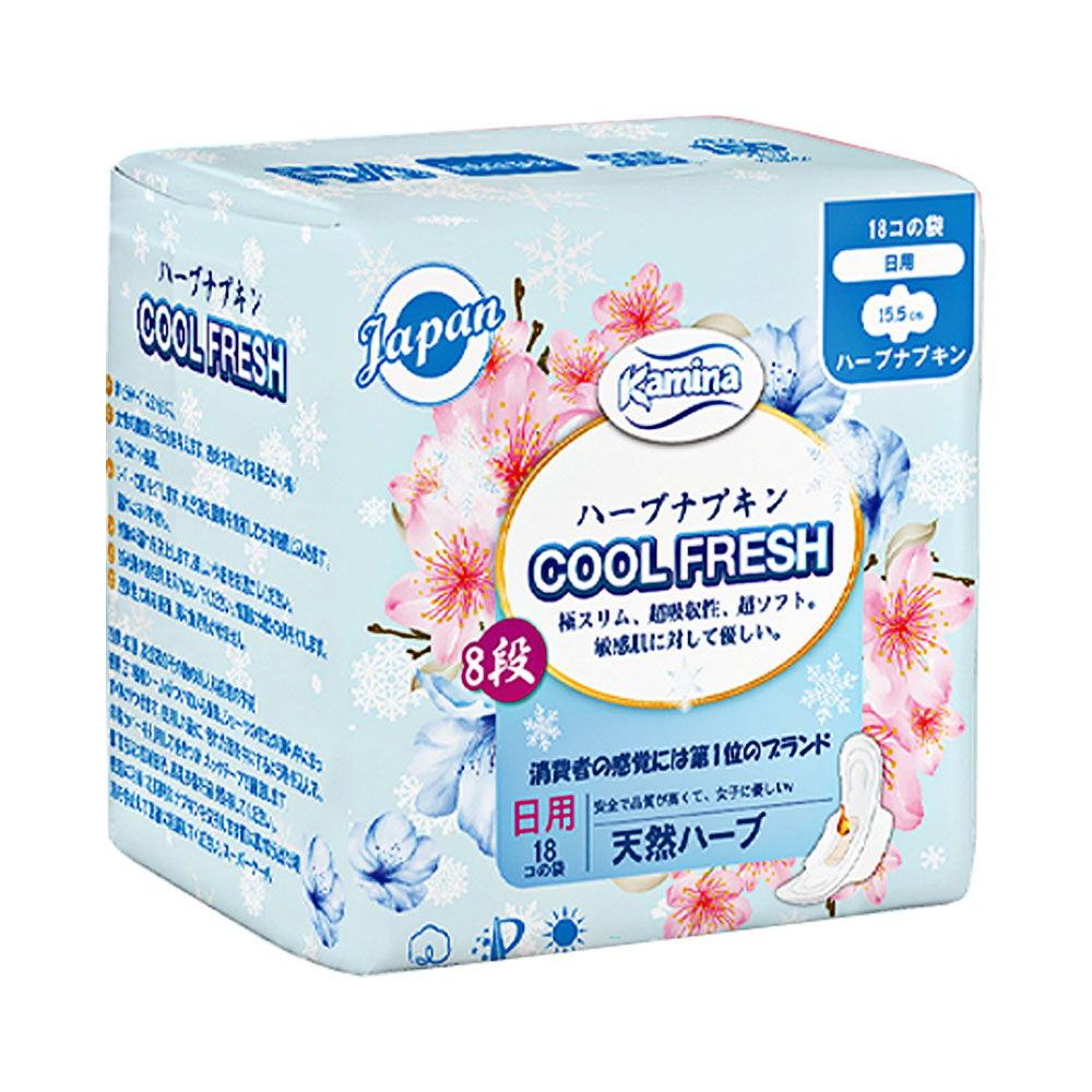 Băng vệ sinh Kamina thảo dược  Cool Fresh hàng ngày 15.5cm 18 miếng 