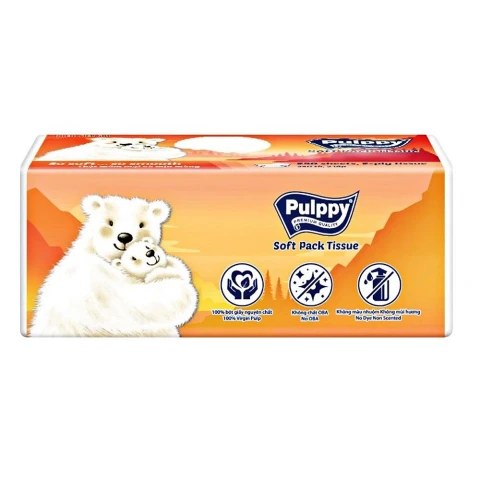 Giấy ăn Pulppy 3 lớp rút gói  100 tờ 