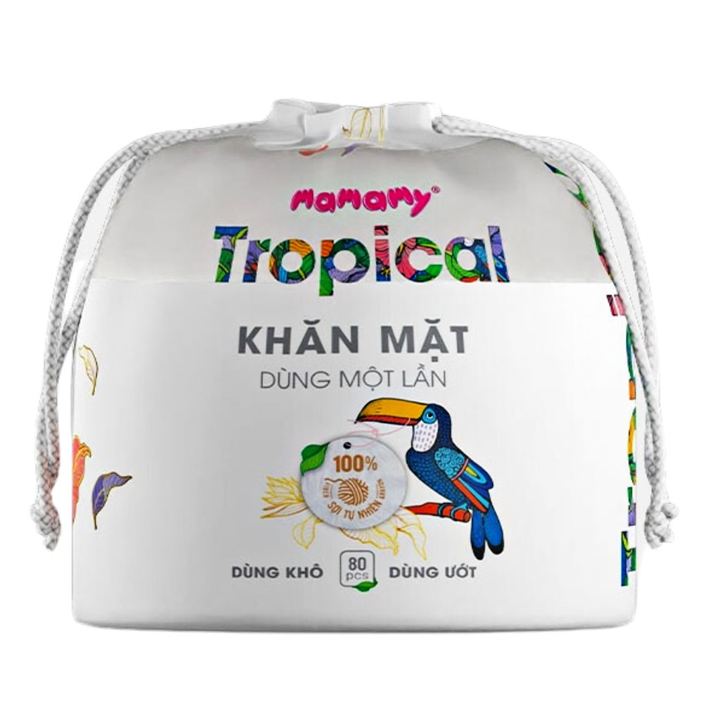 Khăn mặt  Mamamy Tropical  dùng một lần  80 tờ