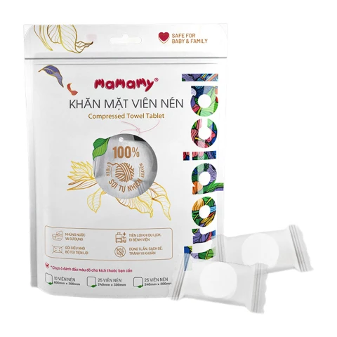 Khăn mặt   Mamamy Tropical viên nén mua 1 tặng 1  240x200 mm  25 viên
