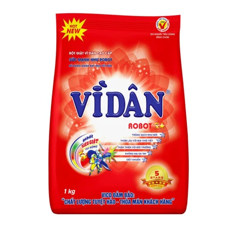 Bột giặt Vì Dân Robot 5 sao đỏ  1Kg
