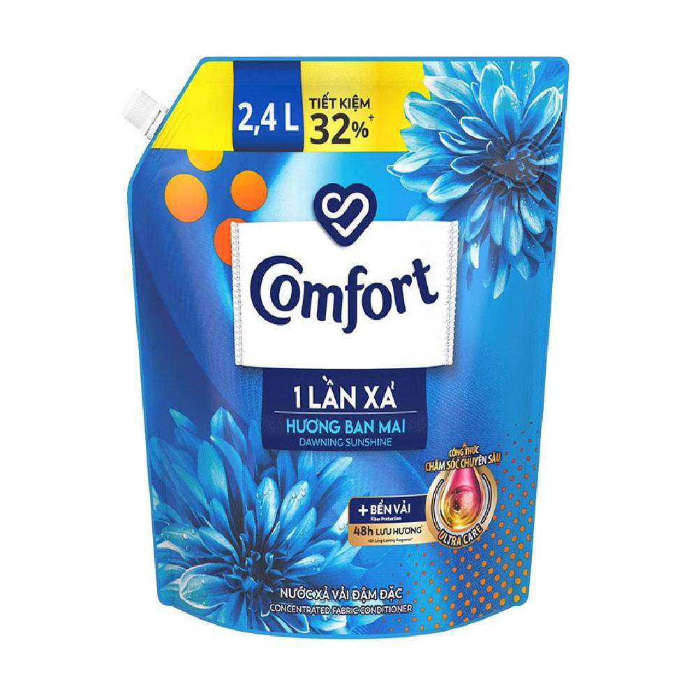 Nước xả vải Comfort 1 lần xả hương ban mai túi  2.4L
