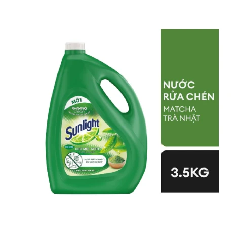 Nước rửa chén Sunlight MatCha Trà Nhật can 3.5kg