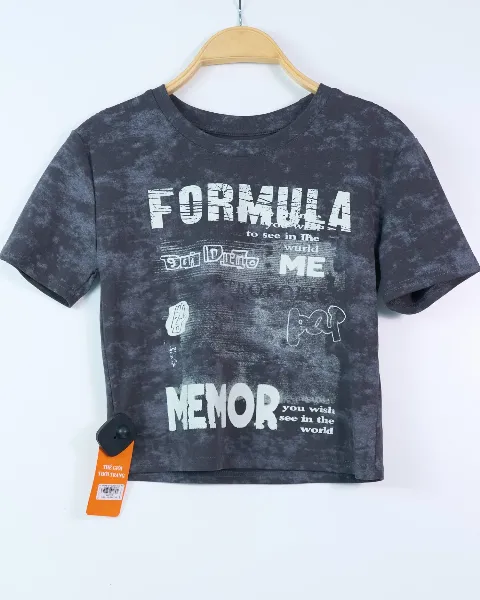 Áo phông nữ cổ tròn crop 853 fomula ghi SIEU03