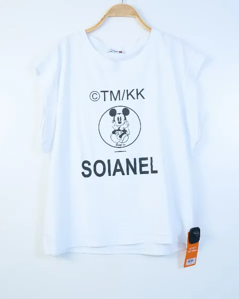 Áo phông tay hến nữ 349 mickey trắng SIEU09