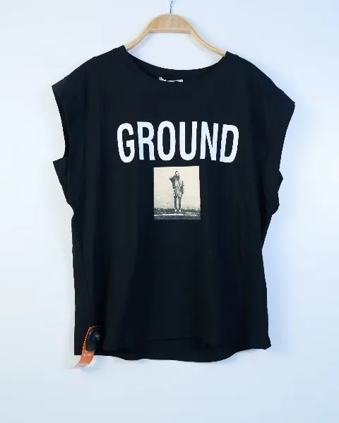 Áo phông tay hến nữ 343 gruond đen SIEU09