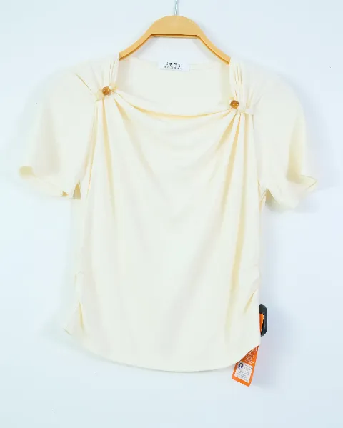 Áo phông nữ cổ tròn ôm zip đính ngọc đen H.Hoàng