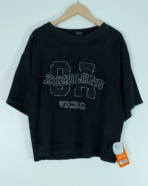 Áo phông nữ cổ tròn croptop rộng 4696 trắng H08.2026.1