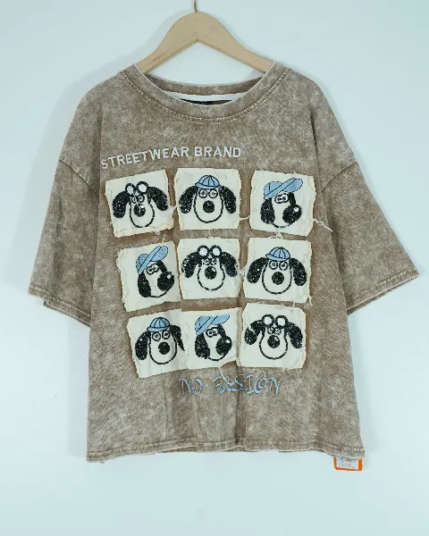 Áo phông nữ cổ tròn croptop rộng 5170 ghi H08.2026.1