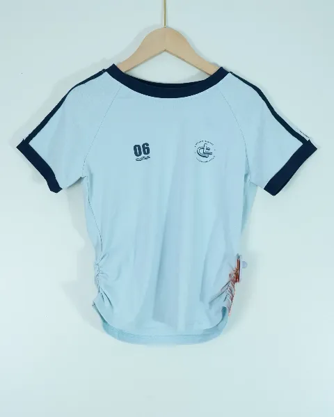 Áo phông nữ cổ tròn croptop zip loang 1612 ghi H01.2026.1
