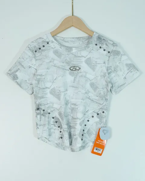 Áo phông nữ cổ tròn croptop zip 98189 rêu H05.2026.1
