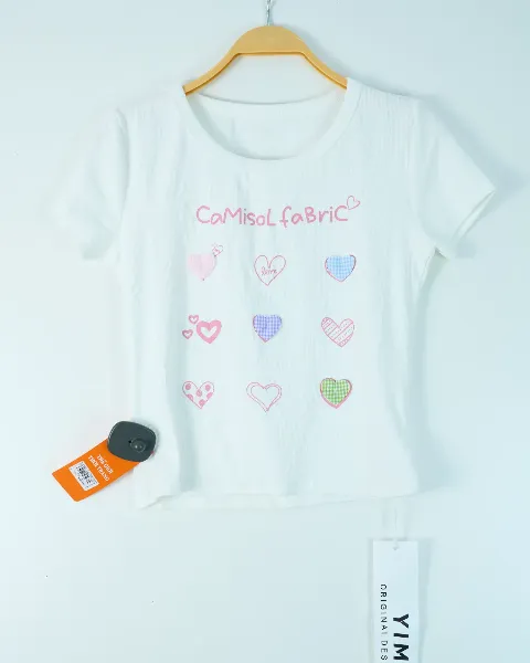 Áo phông nữ cổ tròn croptop tăm 8835 trắng H25.2026.1