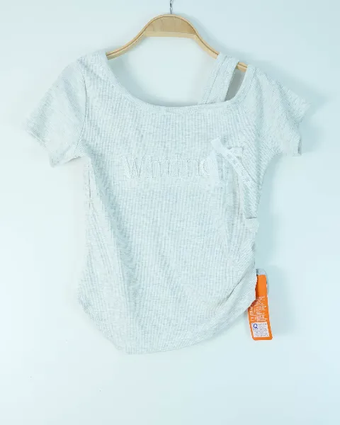 Áo phông nữ cổ tròn croptop tăm 2518 trắng H14.2026.1
