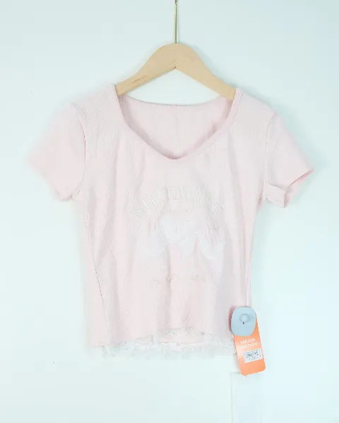 Áo phông nữ cổ tròn croptop tăm 3321 hồng H25.2026.1