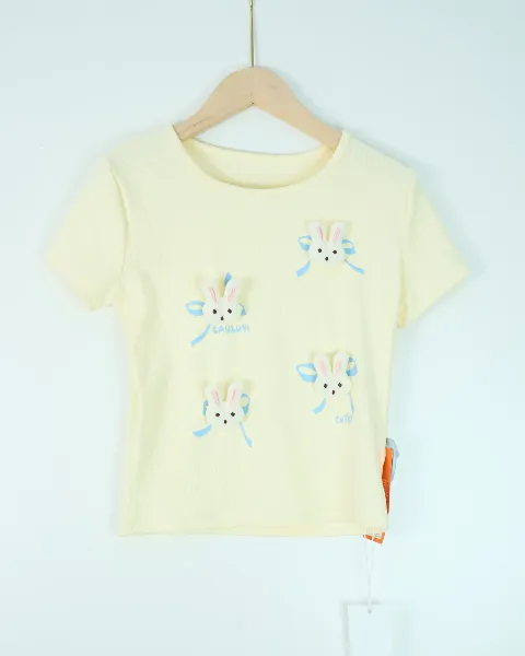 Áo phông nữ cổ tròn croptop tăm 3325 vàng H25.2026.1