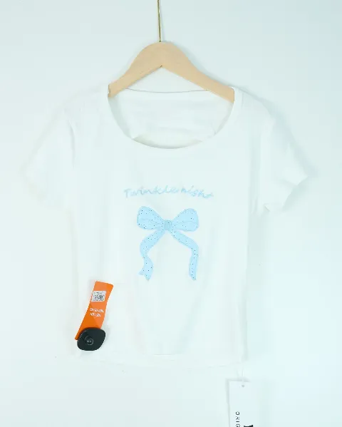 Áo phông nữ cổ tròn croptop tăm 8826 xanh H25.2026.1