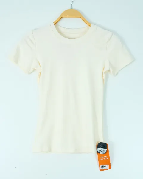Áo phông nữ cổ tròn ôm zip be M S.Lợi