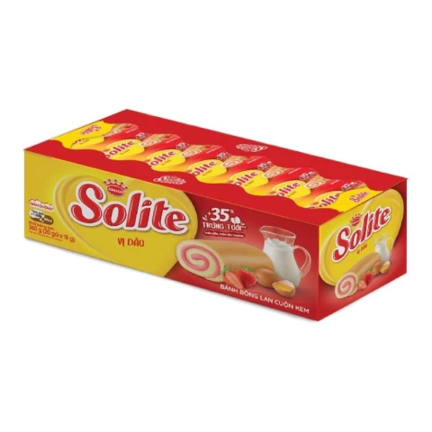 Bánh Solite bông lan cuộn vị dâu 324gr/12