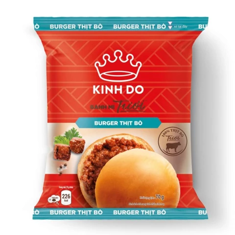 Bánh mì tươi Kinh Đô tròn burger thịt bò 70gr
