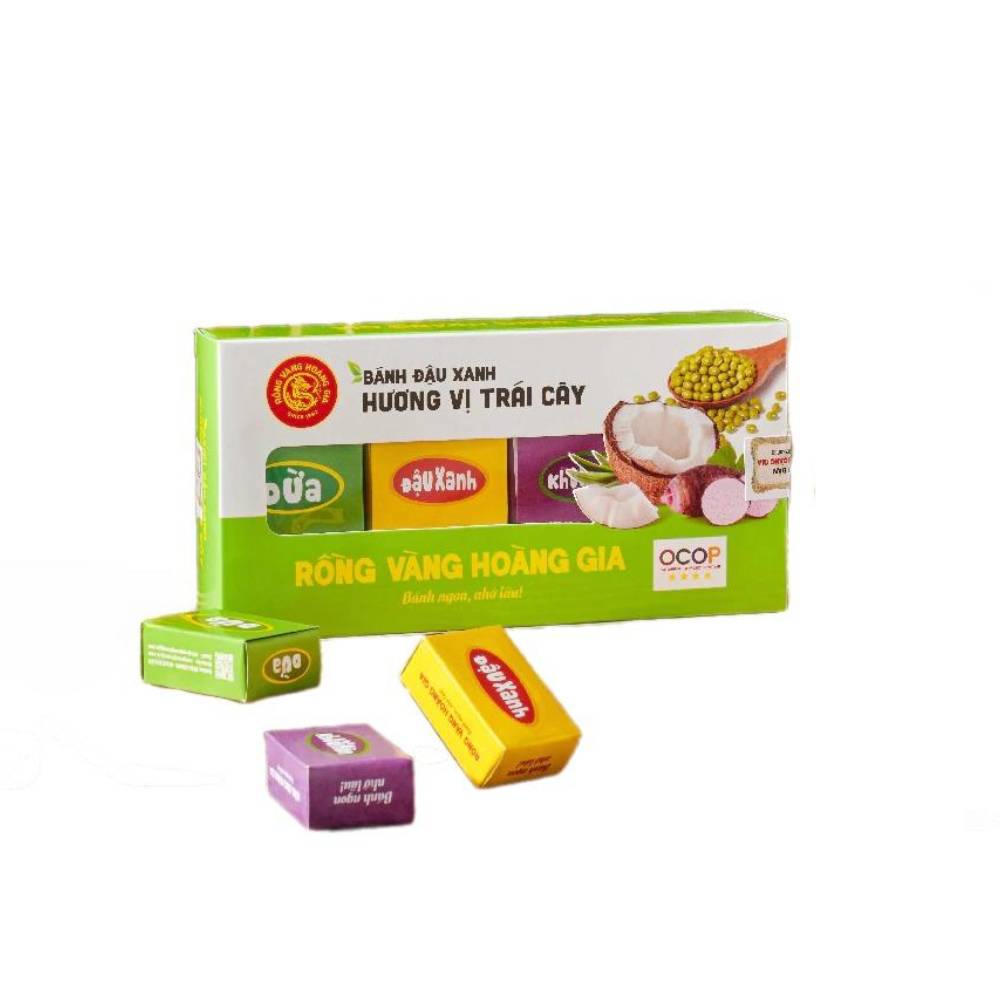 Bánh đậu xanh Rồng Vàng Hoàng Gia trái cây 200gr
