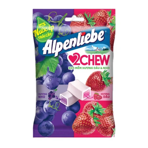 Kẹo  Alpenliebe  2Chew mềm hương dâu và nho 220gr