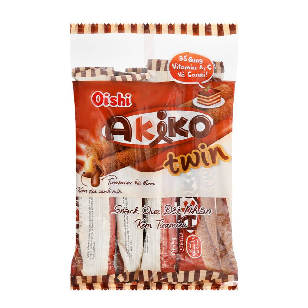 Bánh que Oishi Akiko Twin nhân tiramisu 140gr