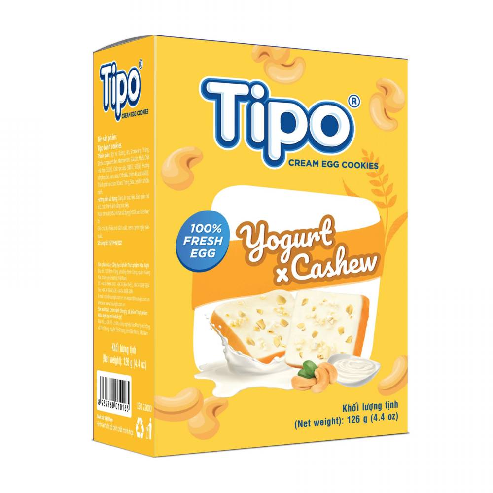 Bánh Tipo sữa chua rắc hạt điều 126gr
