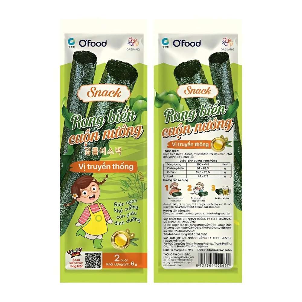 Snack rong biển cuộn nướng O Food vị truyền thống 6gr