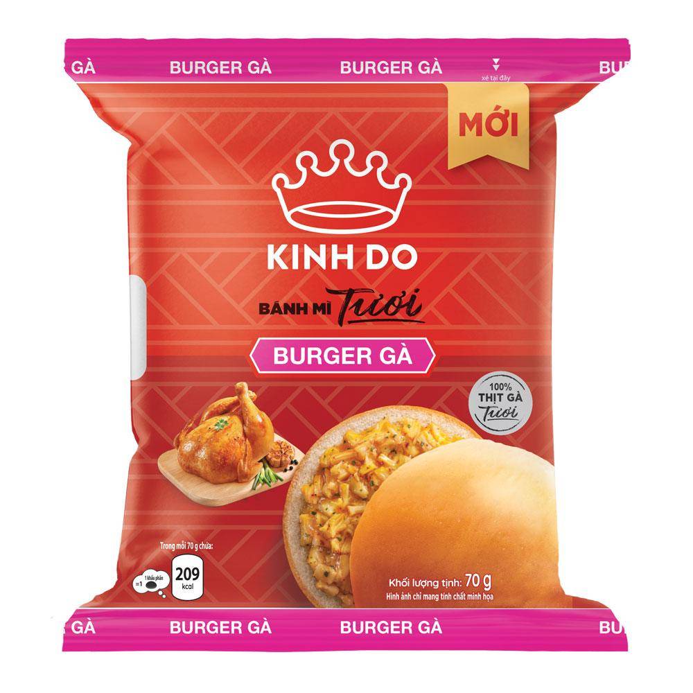 Bánh mì tươi Kinh Đô Burger gà 70gr