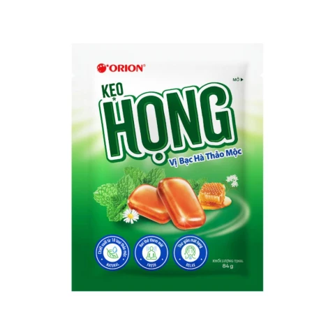 Kẹo họng Orion  vị bạc hà thảo mộc  87.5gr