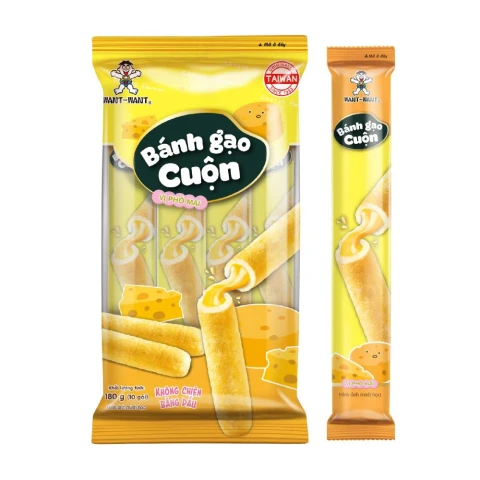 Bánh gạo Want Want cuộn vị phô mai 180gr/24