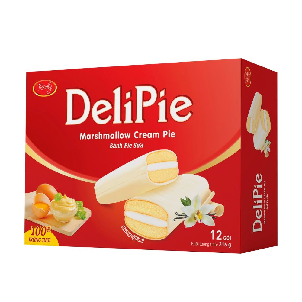 Bánh DeliPie hương vani hộp 216gr/14