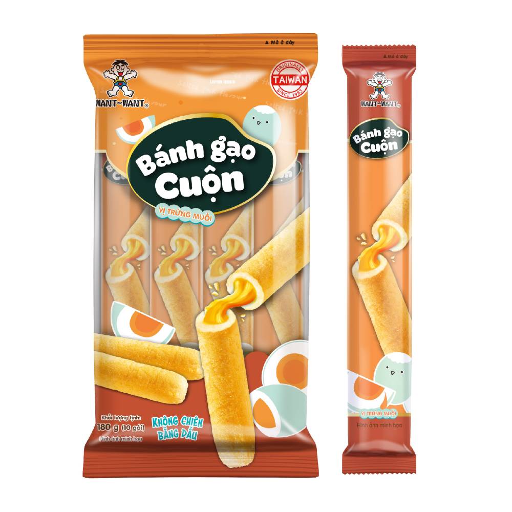 Bánh gạo Want Want cuộn vị trứng muối 180gr/24
