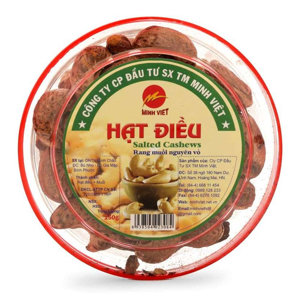 Hạt điều rang muối nguyên vỏ Minh Việt  150gr