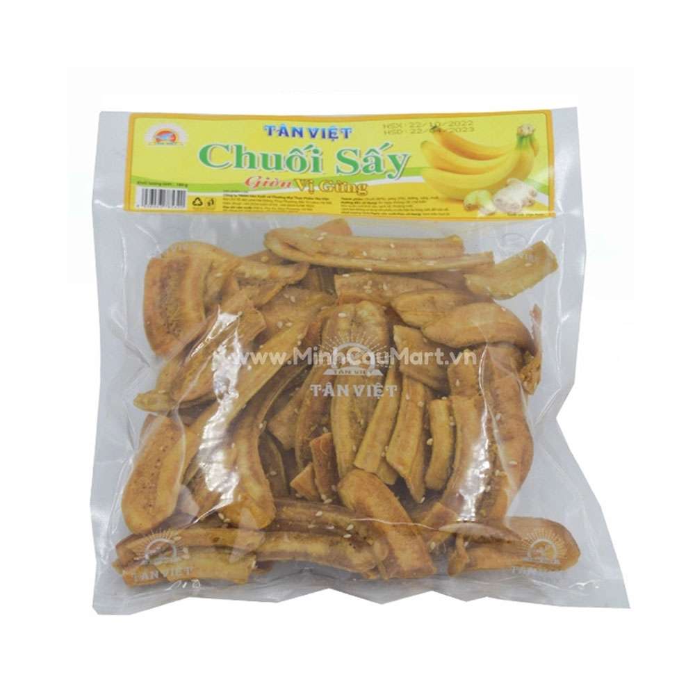 Chuối sấy giòn vị gừng Tân Việt gói 180gr