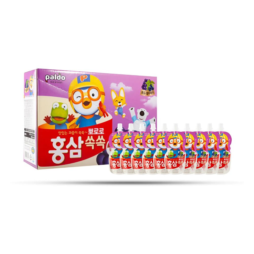 Nước Pororo hồng sâm vị nho túi 100ml/10