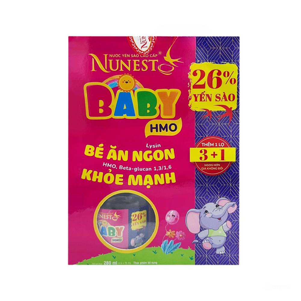 Hộp nước yến sào  Nunest Baby HMO 26%  4 lọ*70ml