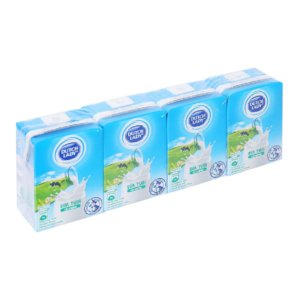 Sữa tươi tiệt trùng Dutch Lady có đường vỉ 4*110ml