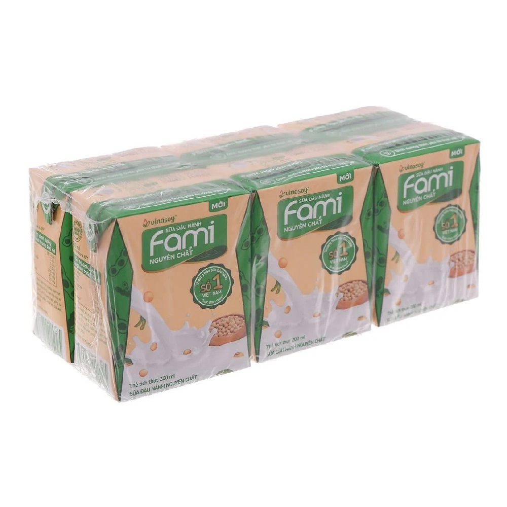 Sữa đậu nành  Fami  nguyên chất  lốc 6*200ml