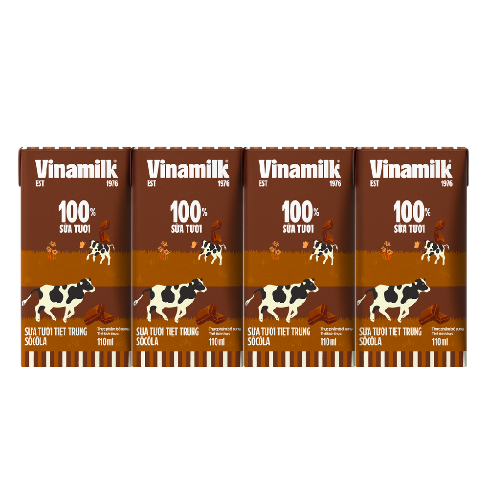 Sữa tươi tiệt trùng Vinamilk 100% socola lốc 4*110ml