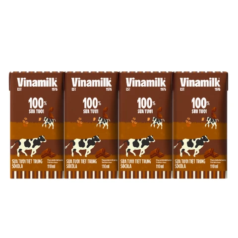 Sữa tươi tiệt trùng Vinamilk 100% socola lốc 4*110ml