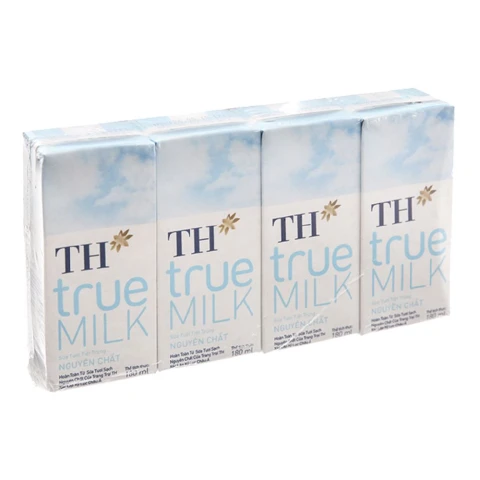 Sữa tươi tiệt trùng TH True Milk không đường lốc 4*180ml