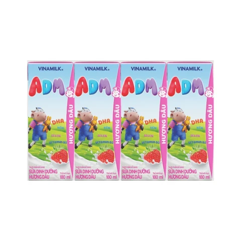 Sữa tiệt trùng Vinamilk ADM Gold dâu lốc 4*180ml