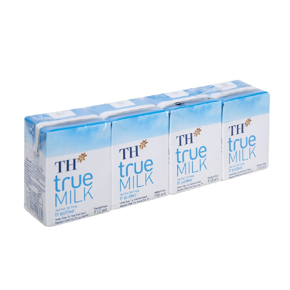 Sữa tươi tiệt trùng TH True Milk có đường lốc 4*110ml