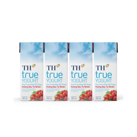 Sữa chua uống TH True Yogurt hương dâu lốc 4*180ml